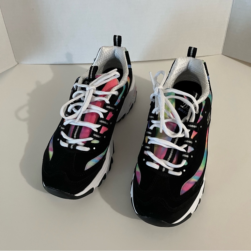 Skechers D'Lites Multicolor Sneakers women’s sz  7.5 memory foam great condition - Picture 5 of 6